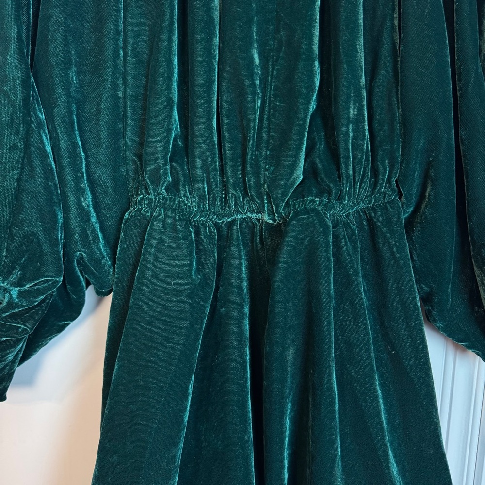 NEW FREE PEOPLE portia velvet mini dress in uncut emerald Size XS - Picture 14 of 16